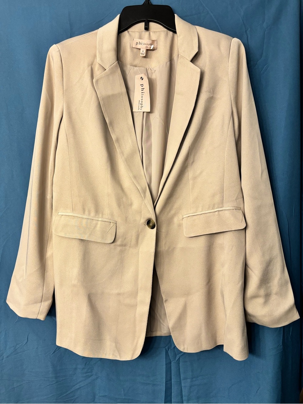 Philosophy Light Beige Single-Button Blazer